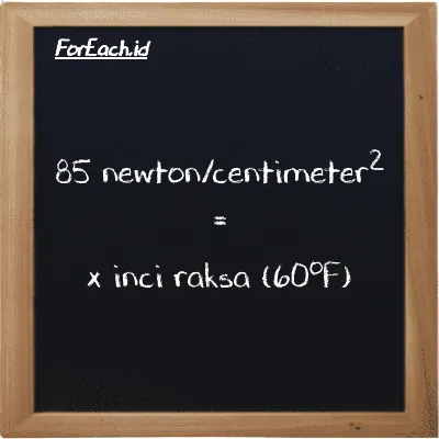 Contoh konversi newton/centimeter<sup>2</sup> ke inci raksa (60<sup>o</sup>F) (N/cm<sup>2</sup> ke inHg)